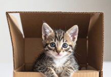 고양이가 비싼 캣타워 대신 ‘좁은 상자’에 집착하는 과학적 이유 4가지 좁은 종이 상자 안에 몸을 웅크리고 만족스러운 표정으로 편안하게 쉬고 있는 고양이의 모습