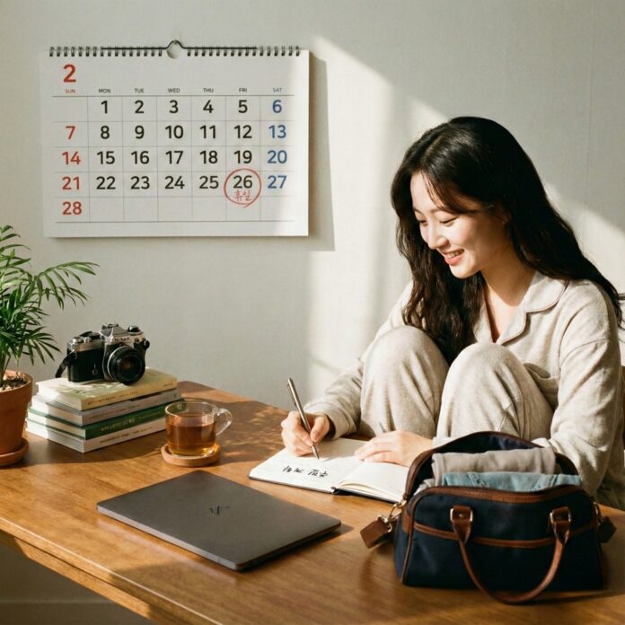 four-day-work-week-pros-cons-trend 달력에 금요일부터 일요일까지 휴일로 표시된 모습, 주 4일제 도입과 워라밸 트렌드를 상징하는 이미지