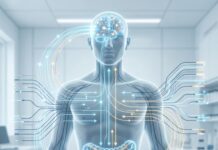 “장은 제2의 뇌” 당신의 기분이 오락가락하는 진짜 이유, 범인은 뱃속 ‘장내 세균’입니다 인간의 뇌와 장이 신경망으로 연결되어 신호를 주고받는 모습, 장-뇌 축 이론과 장내 세균의 중요성을 상징하는 일러스트