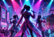 “케데헌 안 본 눈 삽니다” 전 세계가 홀린 2025년 최고의 화제작, ‘케이팝 데몬 헌터스’ 흥행 신드롬 분석 케이팝 아이돌이 퇴마 무기를 들고 있는 애니메이션 스타일의 정사각형 포스터, 넷플릭스 케데헌 상징 일러스트