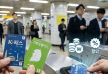 “교통비 30% 돌려받자” 헷갈리는 K-패스 vs 기후동행카드, 나에게 이득인 카드는? (완벽 비교) K-패스와 기후동행카드를 비교하는 모습과 대중교통 이용 혜택을 상징하는 이미지