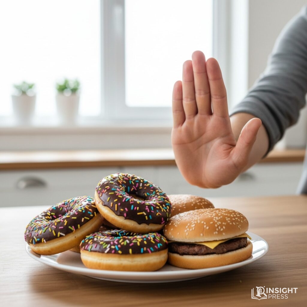 맛있는 음식을 거부하는 손짓, 식욕 억제제 효과와 욕망의 통제를 상징하는 이미지