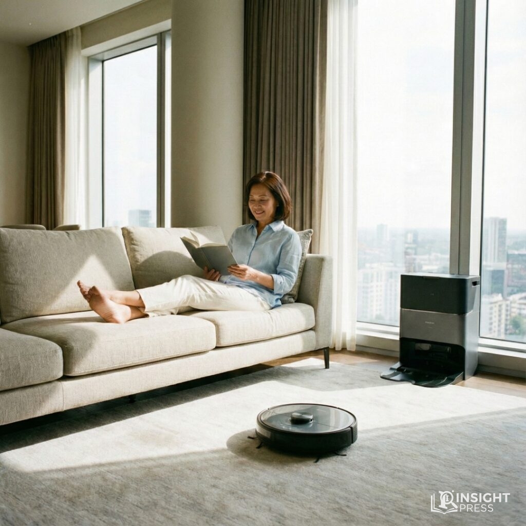 로봇이 청소하는 동안 휴식하는 사람, 가사 노동 해방과 여유로운 라이프스타일