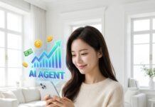 “월급은 그대로인데 자산은 늘었다?” 2026년 AI 자산 관리사 활용 백서 2026년형 스마트폰 화면에 AI 자산 관리사가 수익률 그래프와 지출 분석 데이터를 시각적으로 보여주는 현대적인 모습