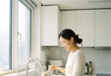 “매일 마시는 물이 독?” 텀블러 속 숨겨진 위생의 비밀과 안전 가이드 햇살이 비치는 주방 창가에서 깨끗하게 세척된 텀블러에 신선한 물을 담고 있는 30대 한국인 여성