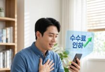 “갈아타기 비용 부담 제로?” 새해부터 달라지는 중도상환수수료 개편 활용법 스마트폰으로 대출 이자 절감액과 줄어든 중도상환수수료를 확인하며 안도하는 30대 한국인 남성