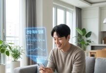 “아프기 전에 신호를 읽는다” 최근 대세로 떠오른 예측 중심 디지털 헬스 케어 스마트 워치와 링을 착용하고 홀로그램으로 나타난 자신의 실시간 건강 분석 리포트를 확인하는 30대 한국인 남성