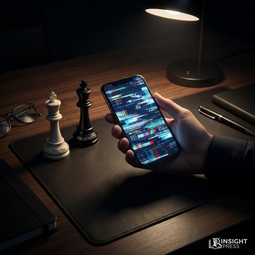 디지털 노이즈와 글리치 효과가 적용된 인간의 눈 이미지 옆으로 '윤리(Ethics)'와 '규제(Regulation)'라는 한글 텍스트가 정돈되어 배치된 예술적인 개념도