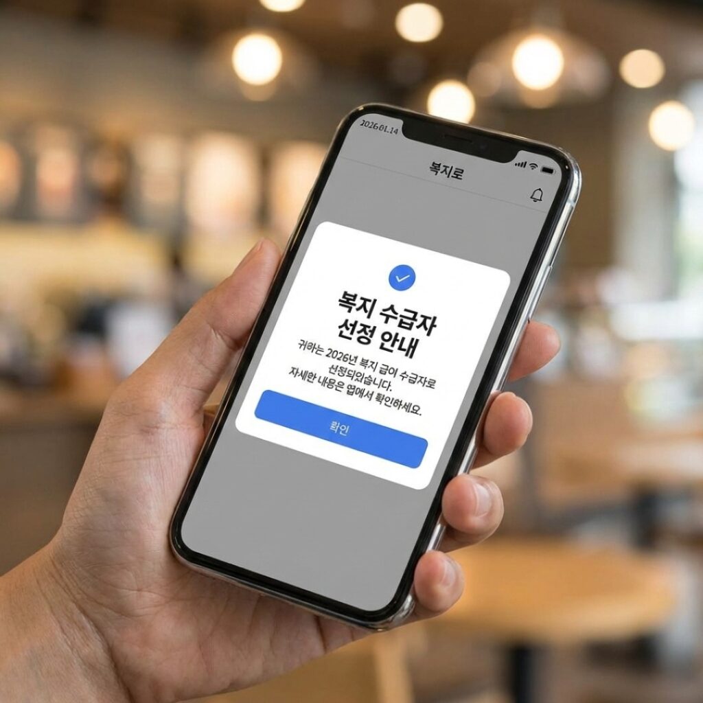 스마트폰으로 복지로 모의계산 서비스를 이용해 지원금을 확인하는 모습