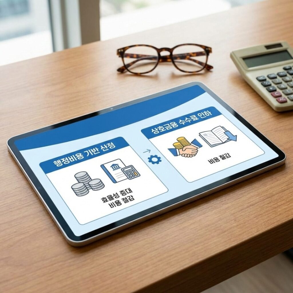 기존 대출과 신규 대출의 수수료 및 이자 비용을 투명하게 비교해 주는 금융 앱의 대환 대출 분석 화면