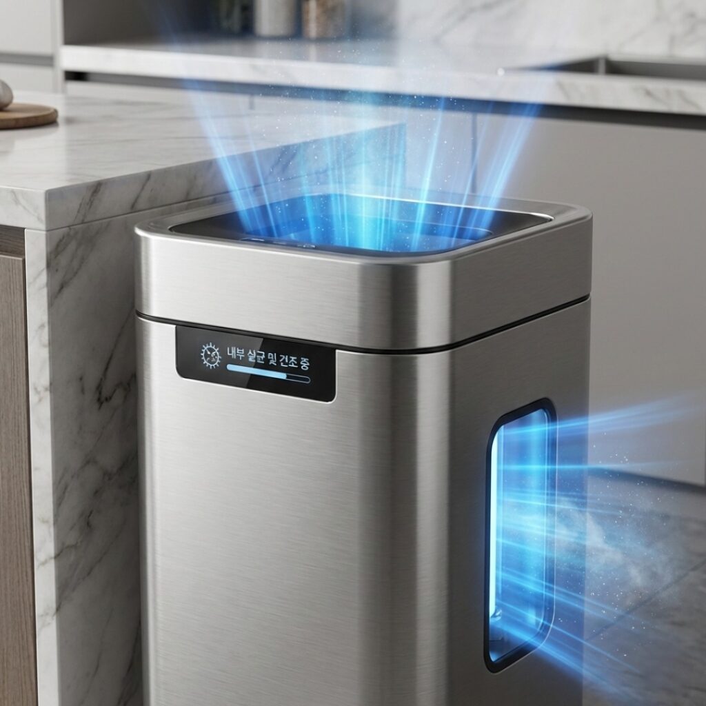 나노 코팅된 소파 표면에 물방울이 스며들지 않고 동그랗게 맺혀 굴러가는 모습을 보여주는 근접 촬영 사진