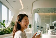 “바늘 없이 혈당을 잰다고?” 2026년형 연속혈당측정기(CGM) 3종 비교 스마트폰 앱의 실시간 혈당 그래프와 팔에 부착된 세련된 CGM 센서의 모습