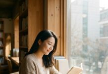 “숏폼 지옥에서 탈출하고 싶다면?” 요즘 힙한 사람들이 ‘조용한 공간’에 모이는 이유 따뜻한 햇살이 비치는 고요한 북카페에서 스마트폰을 멀리 치워두고 독서에 몰입하고 있는 한국인 여성